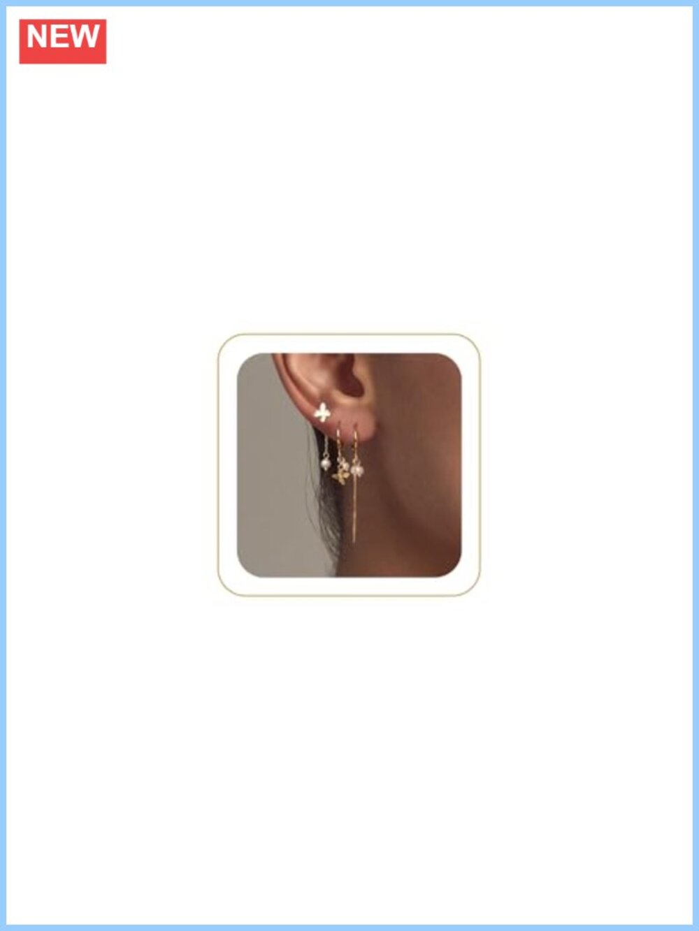 14k Gold Plated Pearl Drop Earring Stack Set